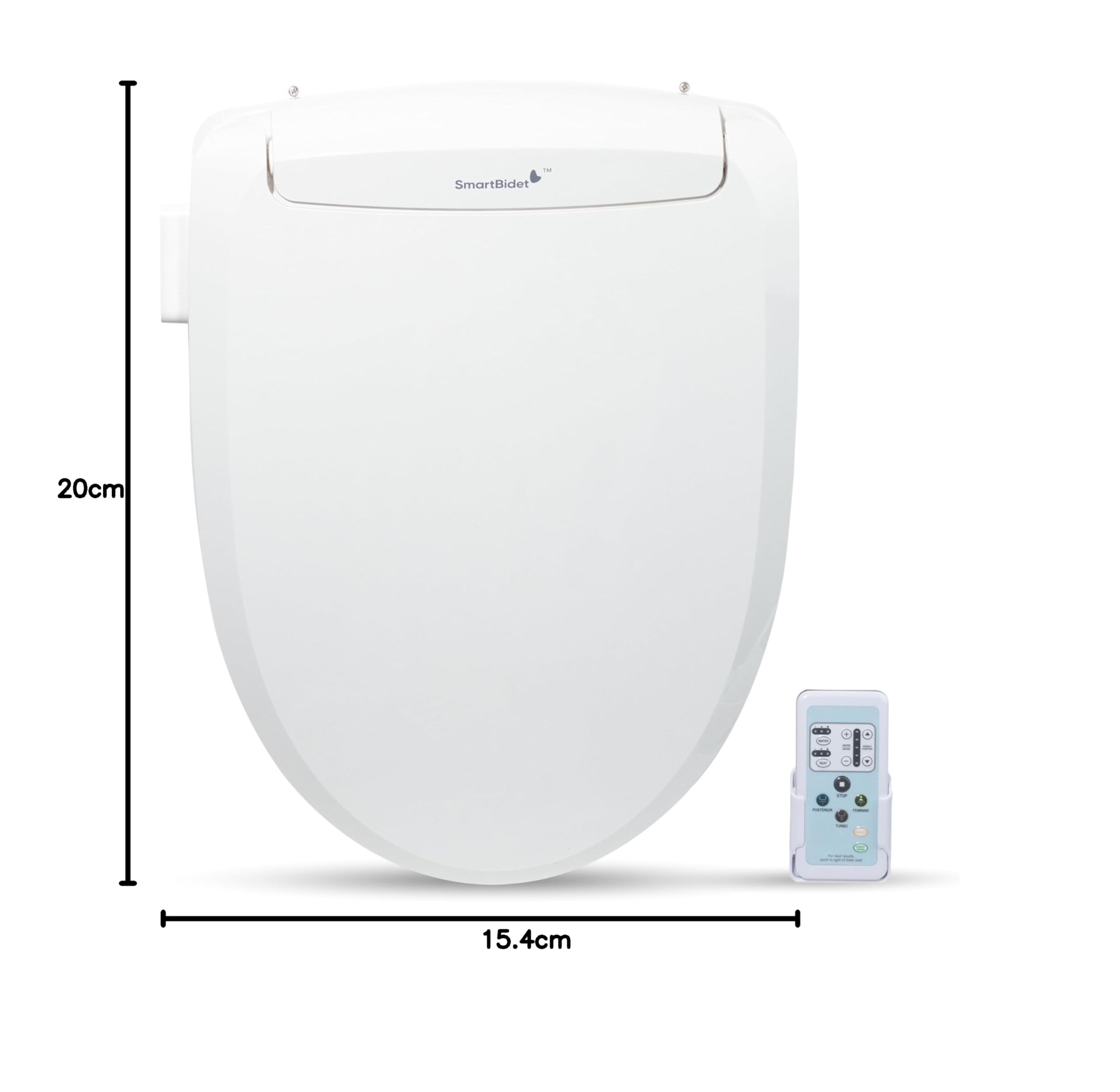 SmartBidet® SB-100R Electric Smart Bidet™ Seat for Elongated Toilets with Remote Control, Stainless Steel Nozzle with Removable Nozzle Cap, Slim and Strong Design