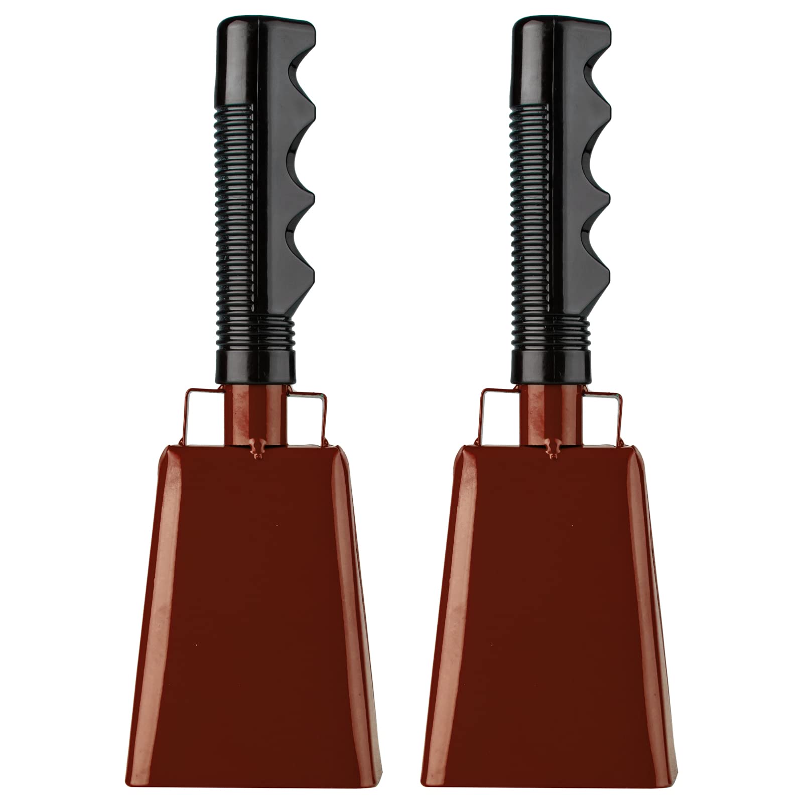 Musfunny Cow Bells Noise Makers with Handle: 2 Pcs Hand Percussion Cowbell Instrument Loud Cheering Bells for Sporting Events Football Games Christmas Party School Graduations Farm Ranch (Dark Bronze)