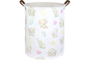 FXOCSHE Elephant Laundry Basket,Baby Girl Laundry Basket,Waterproof foldable toy basket for kids,Baby Nursery Hamper for Boys and Girls,Nursery Decor,Girls Room Decor,Gift Baskets(Baby Elephant)