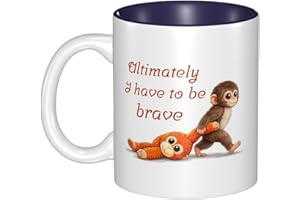 AINVLENAN Cute Monkey Punch Cups 11 Oz Two Tone Navy Blue Coffee Mug