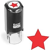 ExcelMark Round Teacher Stamp - Solid Star - RED Ink