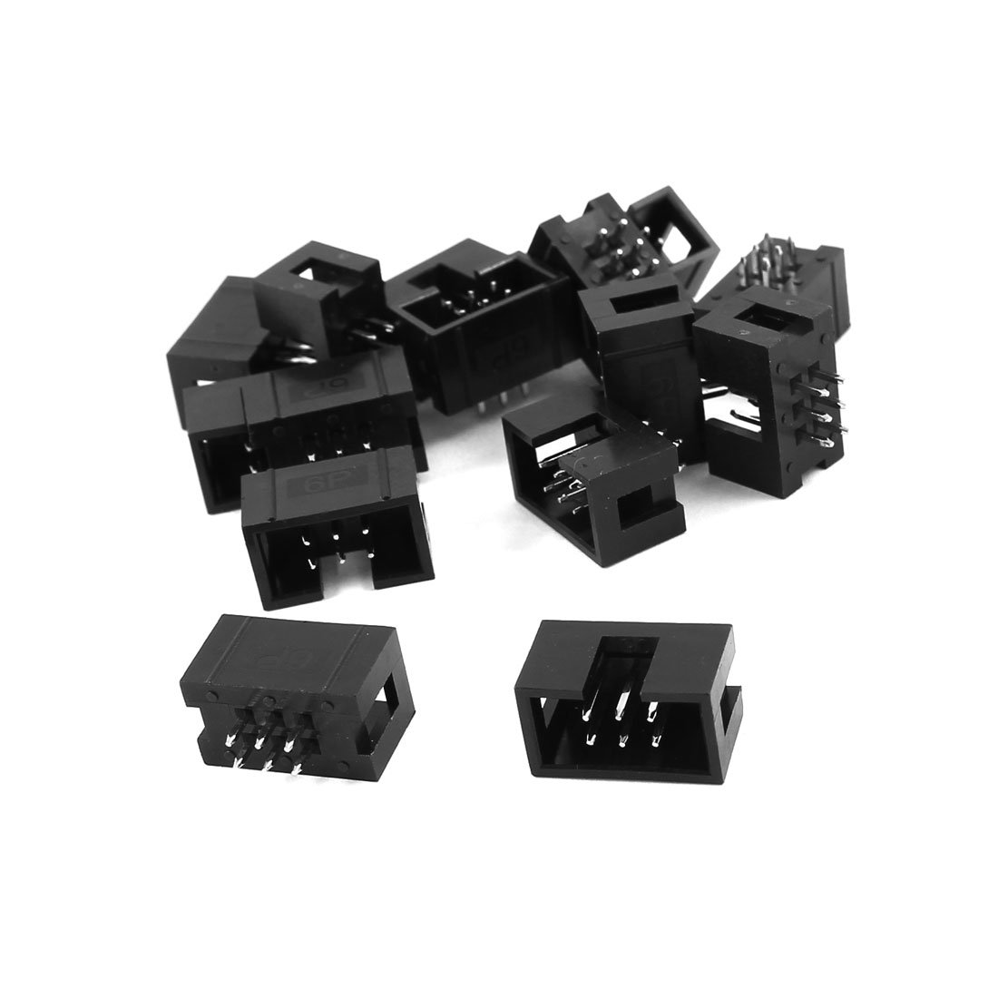 sourcing map 15Pcs DC3-6P 2x3 Pins 2.54mm Pitch Straight Connector Pin IDC Headers