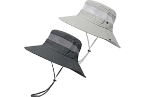 LCZTN 2 Pack Boonie Sun Hat for Men & Women with UV Protection UPF 50+ for Fishing,Hiking,& Gardening