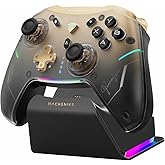 Machenike G5Pro V2 1000HZ Wireless Gaming Controller for NS/PC/iOS/Android with Charging Dock,PC Controller With Hot-Swappable Joystick,Optical Triggers,Optical Micro Switches,RGB Backlight, Black Gold