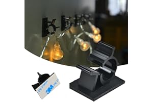 TEZOP Outdoor Light Clips,(60pcs) Heavy Duty Cable Clip Cord Wire Holder Adhesive Strips for Hanging Christmas Light - Outside UV-Resistant Decoration Deck Patio Fence Gutter Wood Cord Hooks Rope Lighting