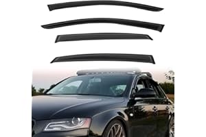 PLDDE Rain Guards Compatible with 2009-2015 Audi B8 A4/A4 Quattro/S4 4-Door Sedan Tape-On Side Window Visor Wind Deflector Vent Visors Car Accessories
