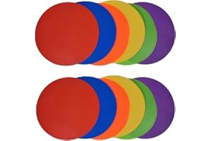 HIDOSNG Anti-Skid, Soft Round Vinyl Spot Markers for PE/Gym Classes, Class Room Activities and Games, 6 Colors. Set of 12.