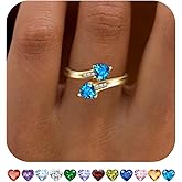 Yaresul 1CT Adjustable Women Heart Ring 14K Gold Plated Birthstone Rings for Women Promise Ring for her Simulated Gemstone Statement Stackable Band Width 2mm Open Size 5~9