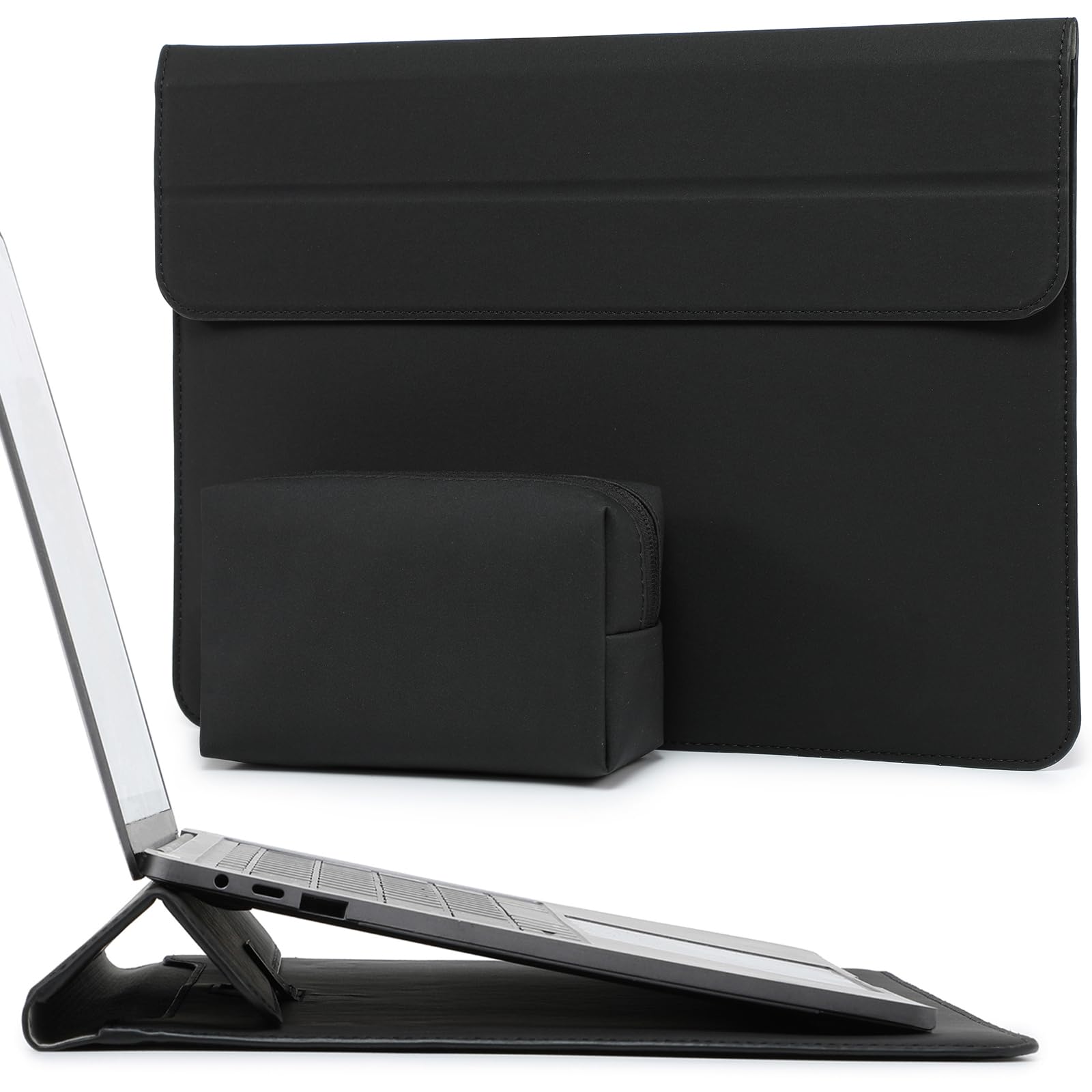 HYZUO 13.3-14 Inch Laptop Sleeve Case with Stand Feature for MacBook Pro 14 M5/M4/M3/M2/M1 2026-2021, MacBook Pro/Air 13.3, 13.5" 13.8" Surface Laptop, HP Spectre X360 13/14, Black