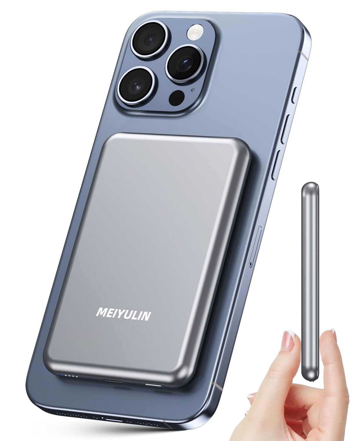 Photo 1 of 5,000mAh Magnetic Wireless Power Bank for iPhone, Portable Charger for Magsafe Battery Pack Compatible with iPhone 16 Pro Max/16 Pro/16/15/14/13/12 Series