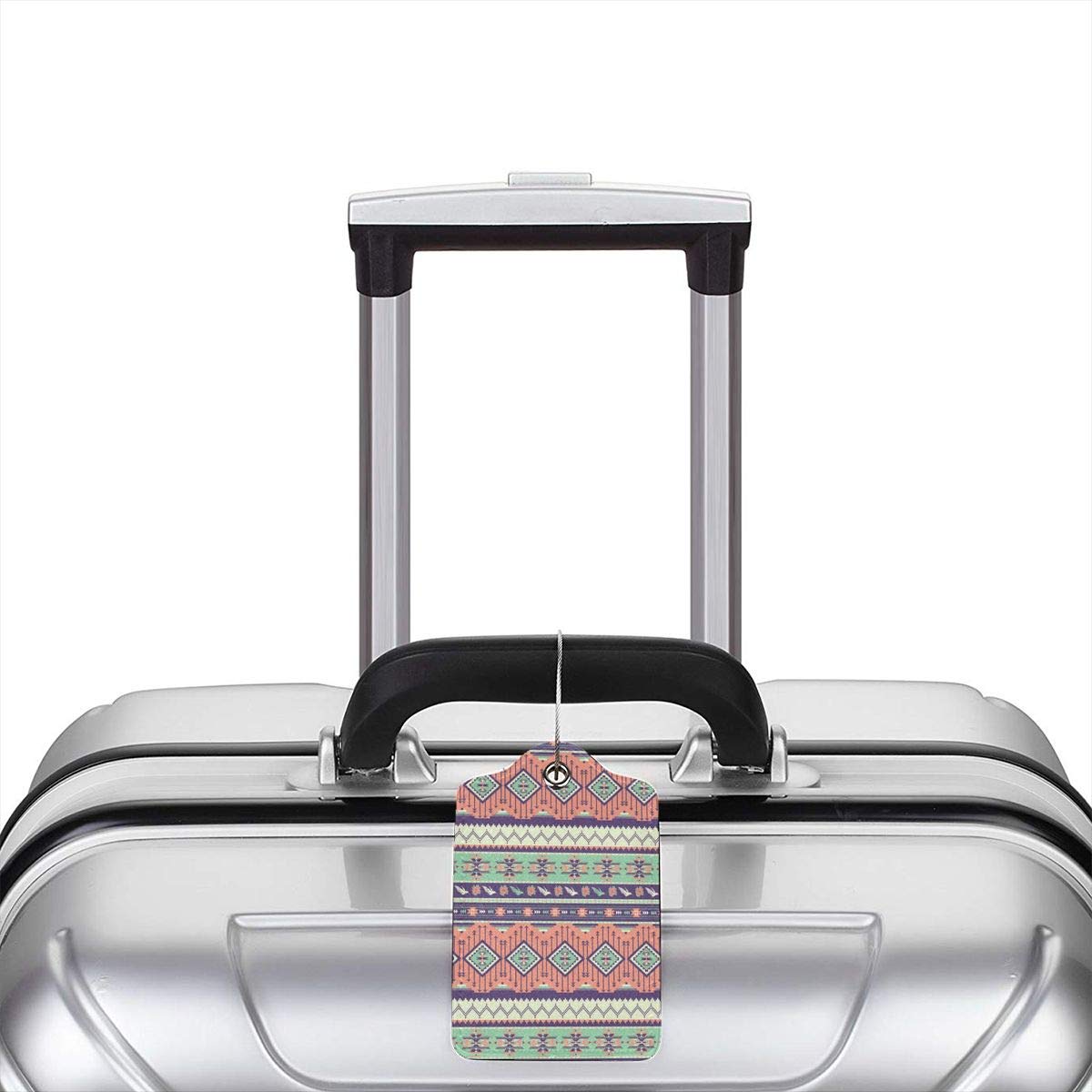 Leather Luggage Tag Aztec Rose Blooms 