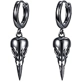 URONE Crow Skull Earrings 925 Sterling Silver Viking Raven Earrings Crow Jewelry Gifts for Women