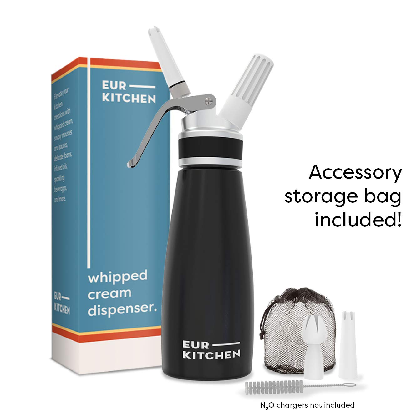 EurKitchen Professional Whipped Cream Dispenser w/LeakFree Reinforced