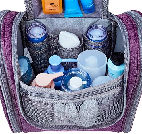 Hanging Travel Toiletry Bag Kit Cosmetic Makeup Organizer for Women and Girls (Purple) 3 Hanging Travel Toiletry Bag Kit Cosmetic Makeup Organizer for Women and Girls (Purple)