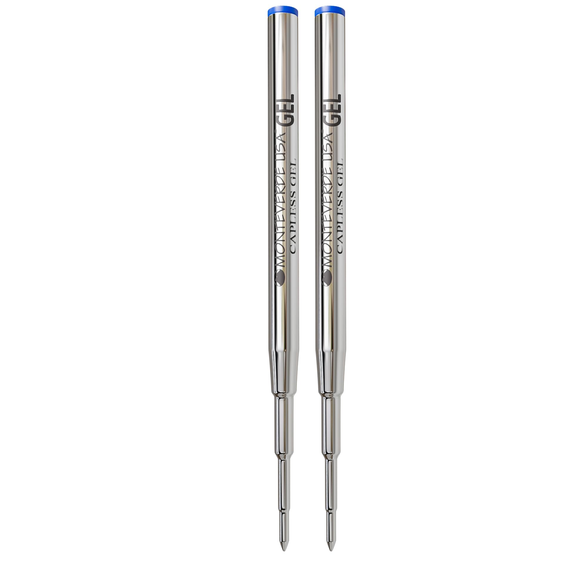Monteverde Fine Point Capless Gel Refill compatible with Montblanc Ballpoint Pens - Blue (Pack of 2)