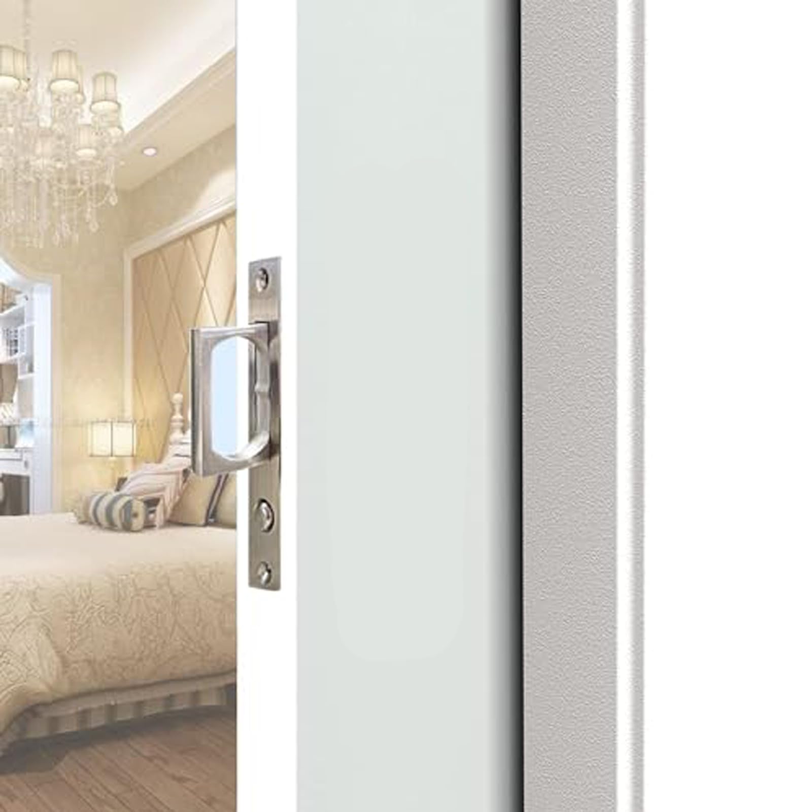 betensh Pocket Door Edge Pull Pocket Door Edge Handle with Push Automatic Bounce Switch Flush Hidden Handle Sliding Door Pull Fittings, Silver