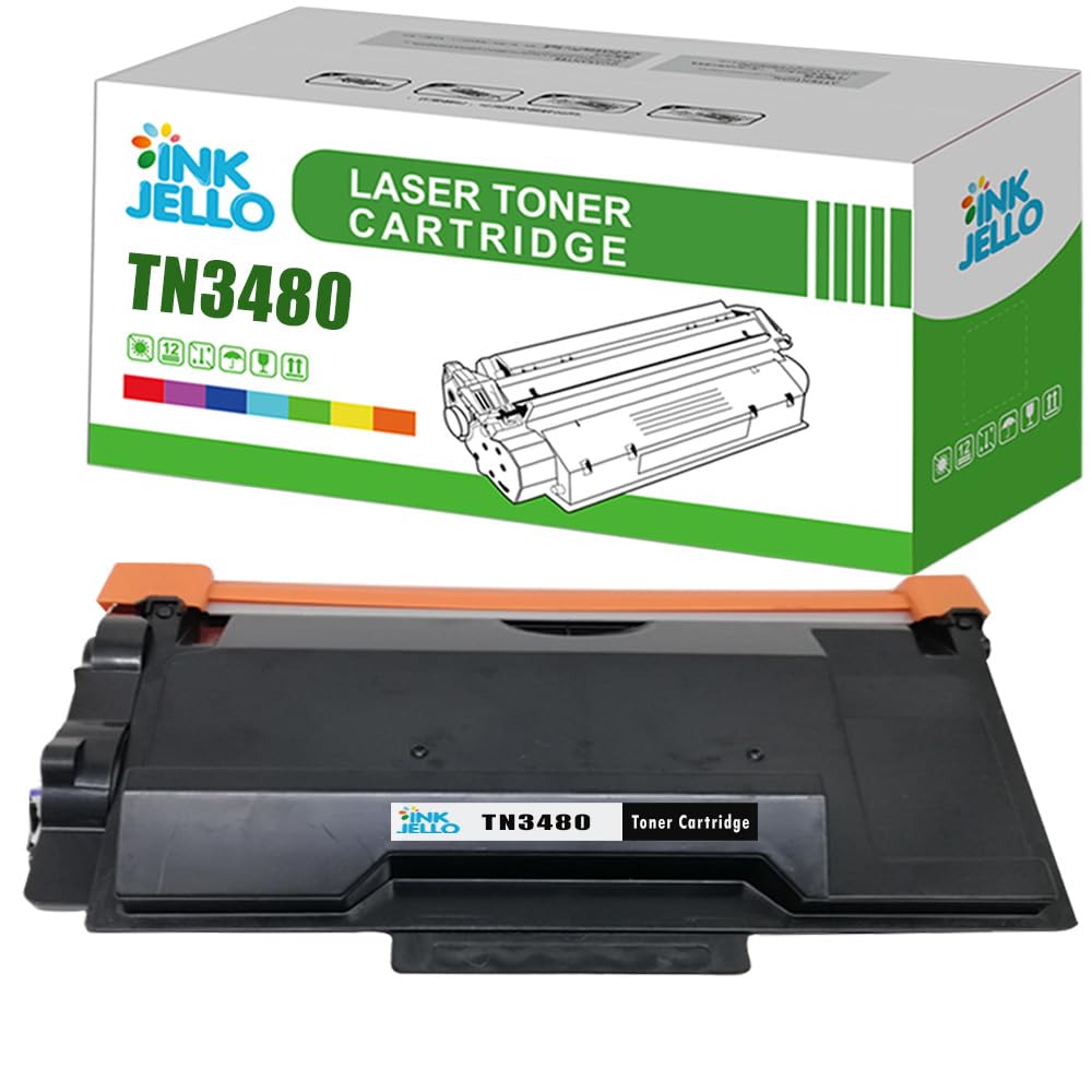 InkJello Compatible Toner Cartridge Replacement for Brother DCP-L5500DN L6600DW HL-L5000D L5100DN L5100DNT L5200DW L5200DWT L6250DN L6300DW L6300DWT MFC-L5700DN L5750DW TN3480 (Black, Double Pack)