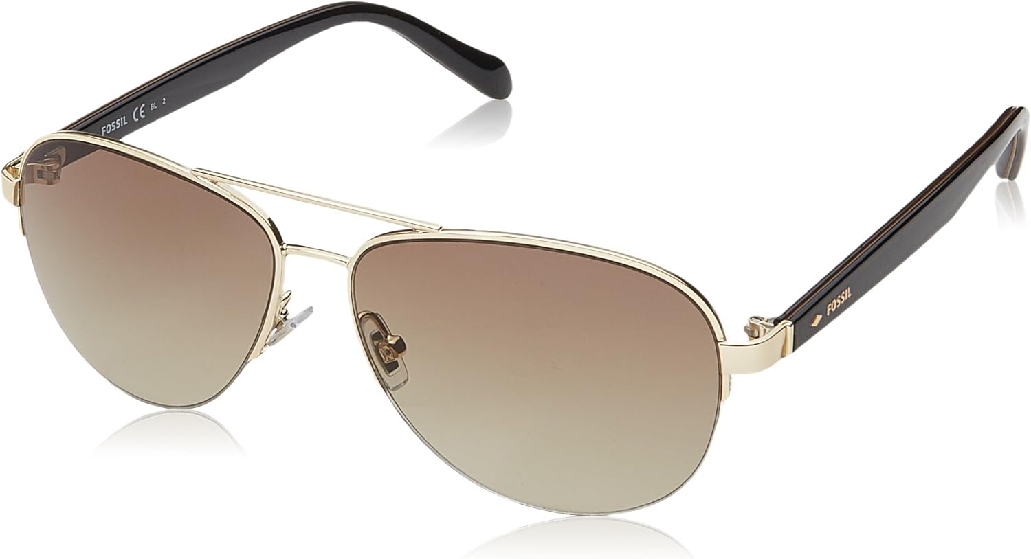 Fossil Women's FOS3062s Aviator Sunglasses, GOLD BLACK, 57 mm Amazon