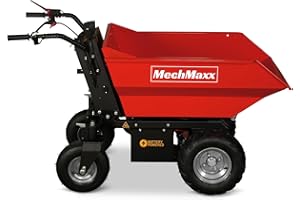 MechMaxx 1100Lbs Loading Battery Powered Barrow Electric Mini Dumper Cart, with 30W Light, 1000W Brushless DC Motor, LED Display Screen, Model E50 Red