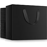 EUSOAR Small Black Gift Wrap Bags, 50 Pack 10.6x3.1x8.3 inches Paper Bags with Handles Bulk, Heavy Duty Bags for Wedding, Grocery, Boutique, Retail, Business, Baby Showers, Birthdays