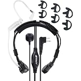 ETMY Throat Mic Tactical Headset Neck Microphone, M Connector | Compatible with Motorola 2-Pin Radios, Air Tube Earpiece, Clear Audio in Outdoor, Construction, Security