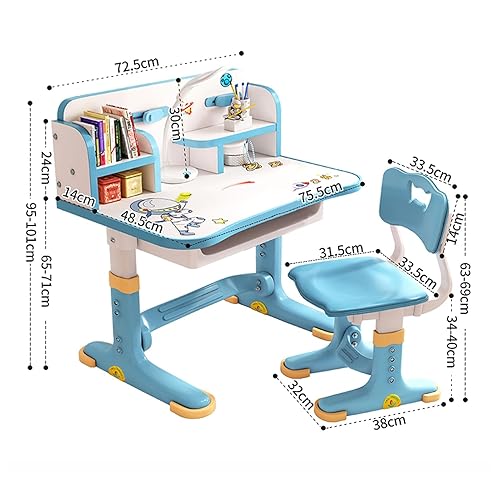 Kids Desk and Chair Set,Height-Adjustable Student Study Desk Widened  Desktop Multi Separation Cartoon Pattern