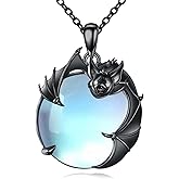 JBAERD Bat/Skeleton Hand/Spider/Gothic Key Necklace Sterling Silver Black Spider Web Necklace Spider Pendant Birthday Gifts for Women