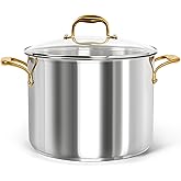 MICHELANGELO Stainless Steel Stock Pot with Lid - 12 Quart Soup Pot with Ergonomic Handle, Large Cooking Pots for StewSoup, Suitable for All Stoves
