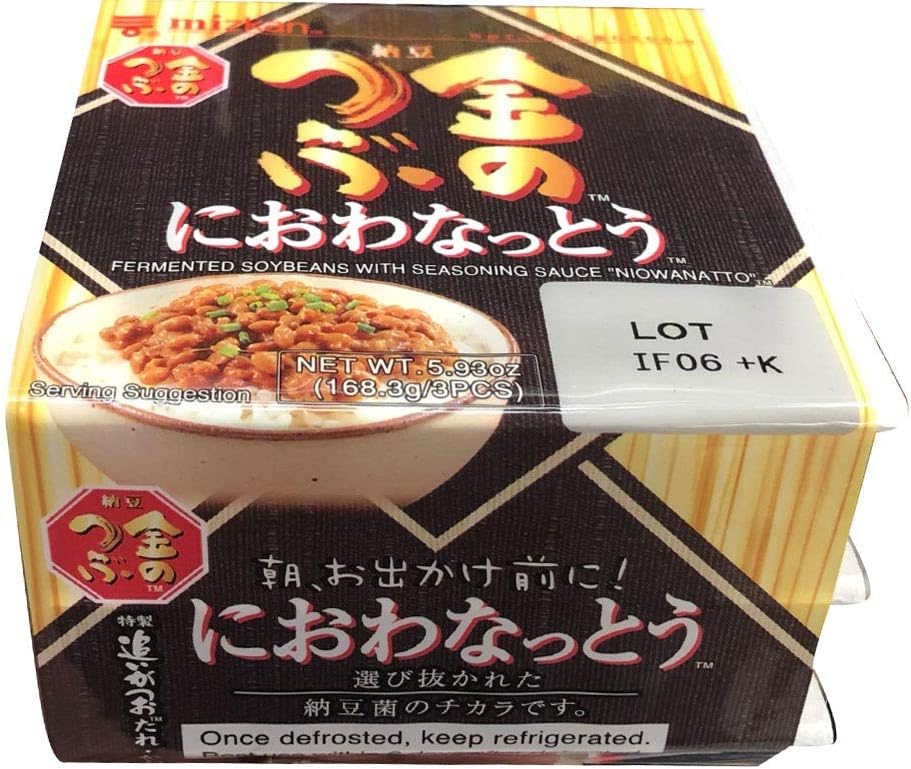 Japan Mizkan Kin No Tsubu Vegan Vegetarian Japanese Fermented Soybeans with seasoning Low Odor Natto Kinnotsubu Niowanatto (3 pack) 金のつぶ　におわなっとう 6oz