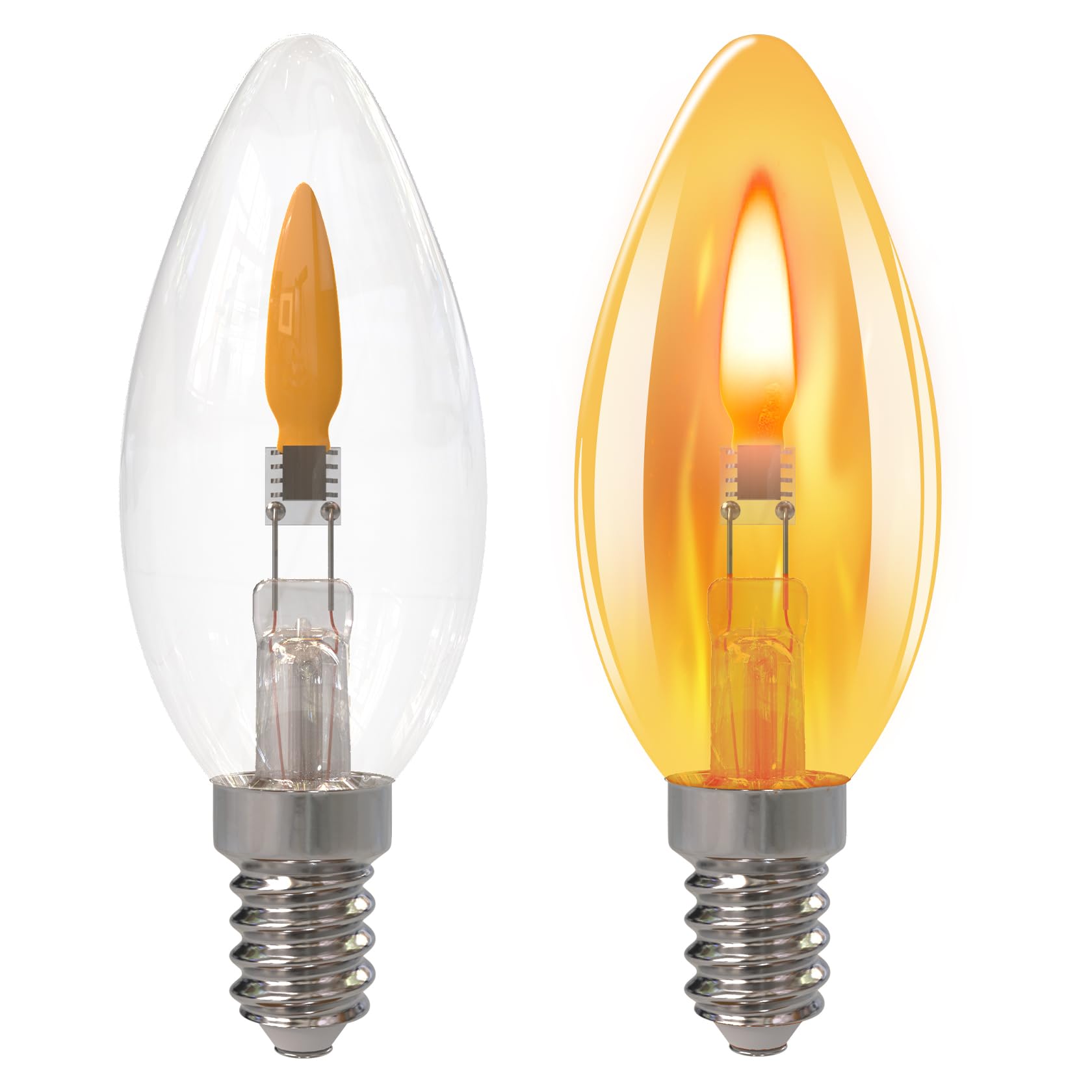 ORALUCE LED Flame Light Bulbs E12 Candelabra Base Outdoor/Indoor Flickering Flame Light Bulbs 2200k Amber Warm White B11 / C35 Fire Light Bulb for Chandelier Lamp (Non-dimmable) 2 Pack