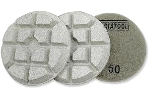 DT-DIATOOL Concrete Polishing Pads 3 inch/80mm for Concrete, Cement and Terrazzo Floors Processing, Repairing and Renovating, Dry or Wet Use Diamond Grinding Pads Grit 50 3pcs