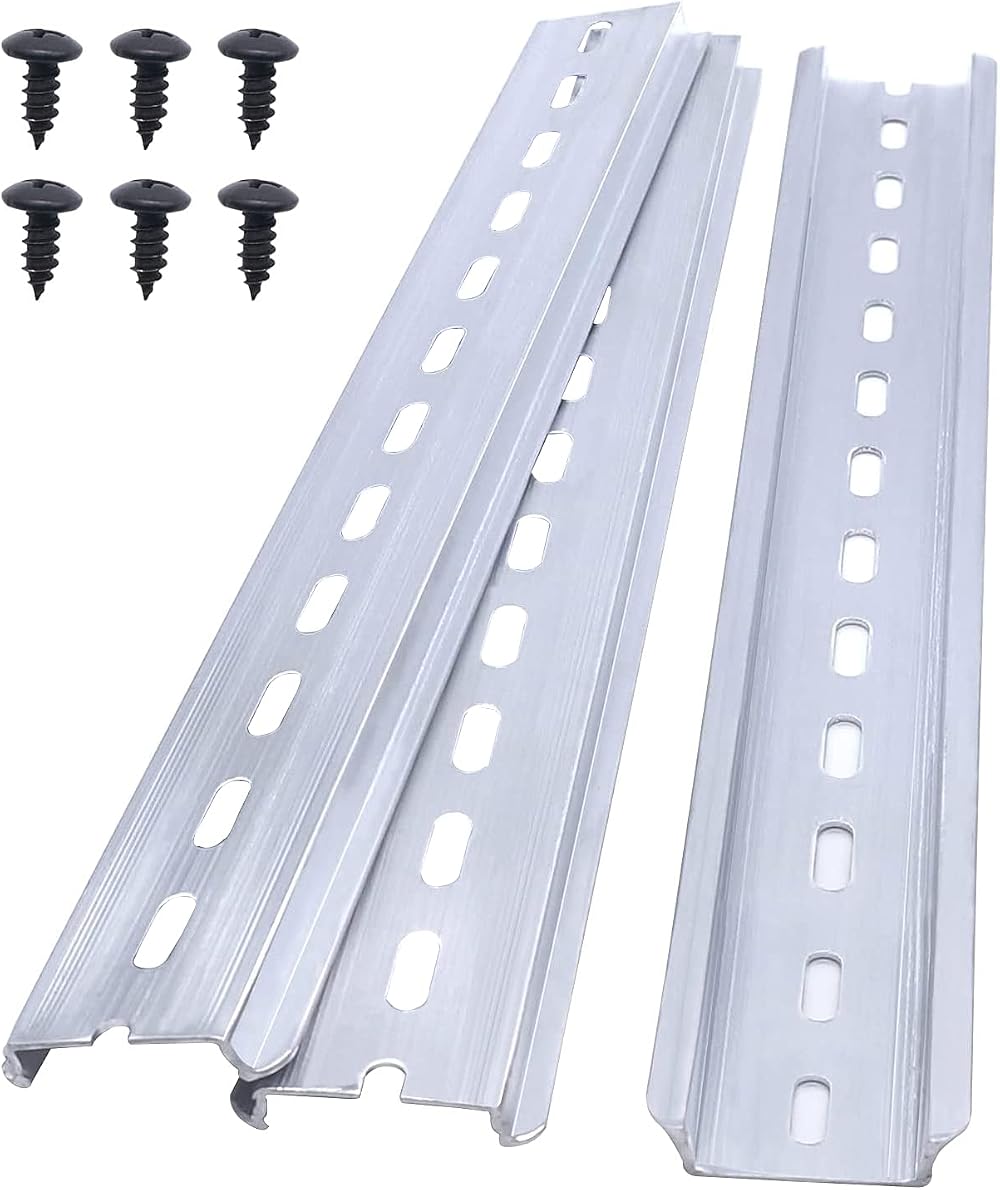 Taiss 3 Pcs DIN Rail 35mm Aluminum Slotted 250mm Long for Electrical