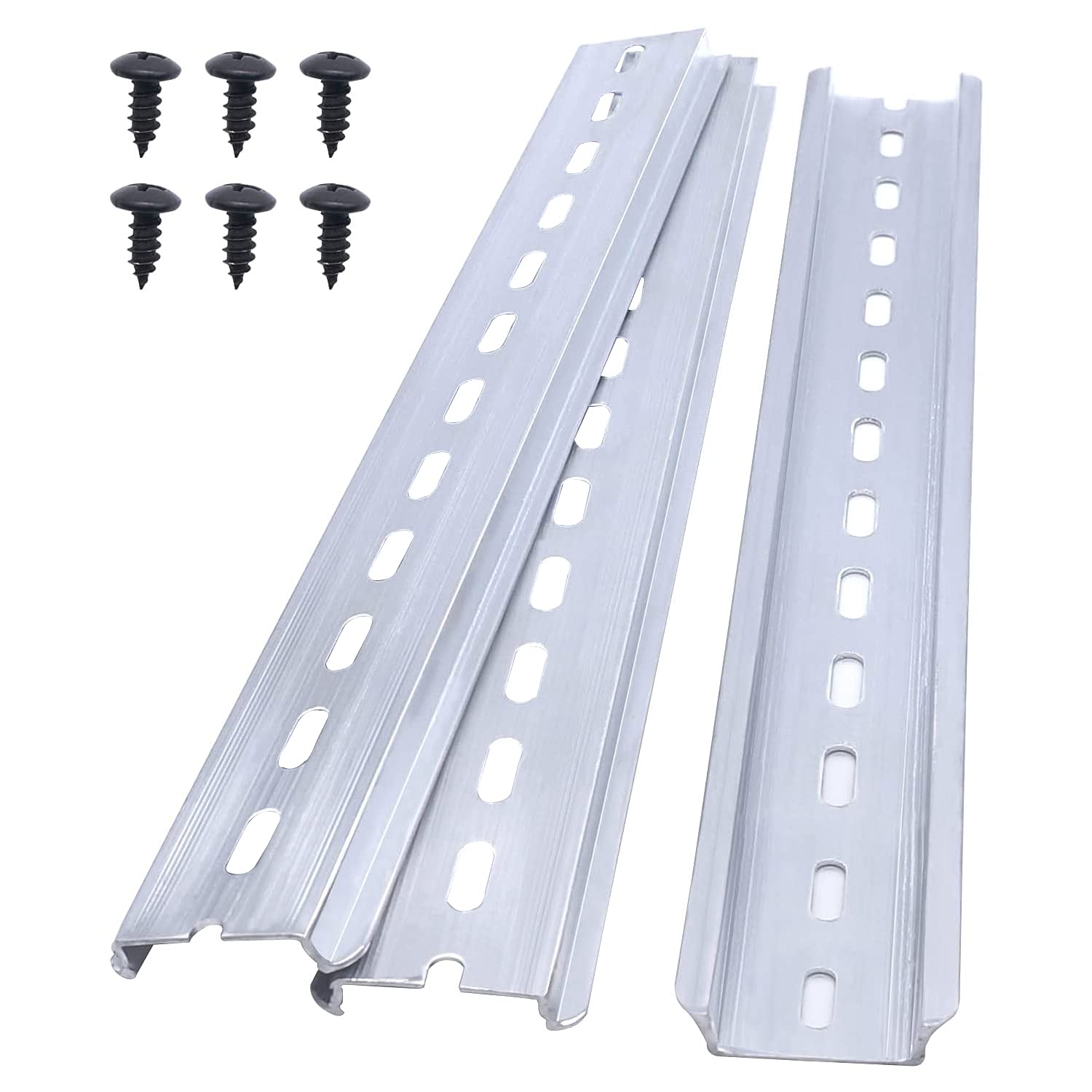 Taiss 3 Pcs DIN Rail Slotted Aluminum RoHS 35mm Wide, 7.5mm High, Long 250mm/ 10"