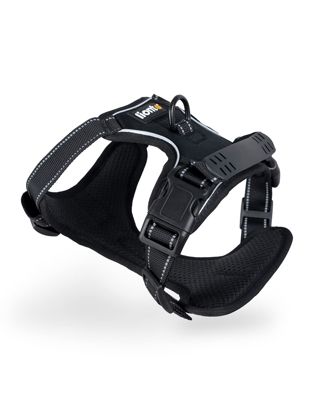 lionto Dog Harness Padded Anti Pull Harness Reflective Safety Harness Adjustable Size M Black