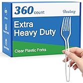 Dealusy 360 Count Extra Heavy Duty Clear Plastic Forks Disposable, BPA-Free, Heat Resistant, Solid and Durable Disposable Forks Bulk, Premium Plastic Forks heavy duty for Party Supply