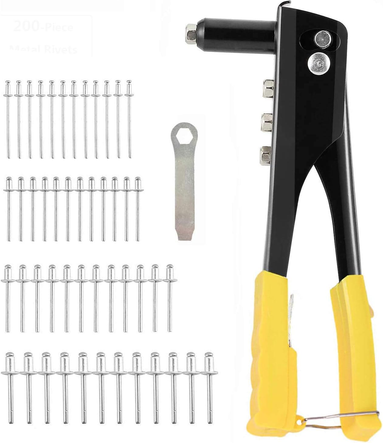 URGENEX Rivet Gun Hand Riveter with 200pcs Metal Rivets Heavy Duty