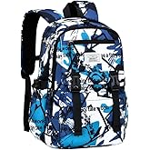 MATMO Kids Camo Backpack Boys Girls Student School Backpacks Mens Camouflage Backpack (Blue, Large)