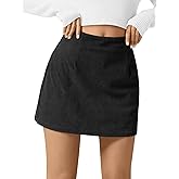 Wenrine Womens Corduroy Mini Skirt High Waisted Basic Casual A-line Short Skirts