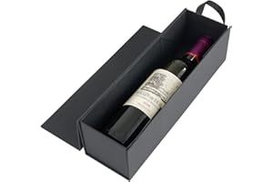 RYDDOY Wine Gift Box, 12.8x3.7x3.7 Inches Black Wine Bottle Boxes With Handle for Liquor and Champagne Magnetic Closure Collapsible Gift Box for Party, Wedding, Gift Wrap, Storage