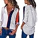 Blouses For Womens，Clearance Sale！！Farjing Womens Casual Long Sleeve Color Block Stripe Button T Shirts Tops Blouse（XL，Multicolor )
