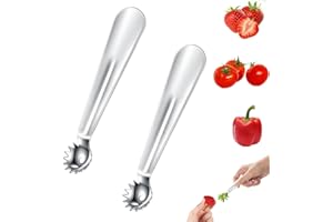 2PCS Tomato Corer: Stainless Steel Fruit & Vegetable Huller Tool — Serrated Stem Remover for Strawberry Cherry Pitters Jalape