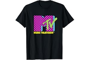 MTV Music Television Retro 80's Neon Pink Checkerboard Logo T-Shirt