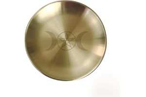 VSPDVO 5.5inch Altar Ritual Plate Dish Stainless Steel Flat Bowl Round Metal Jewelry Tray Prayer Astrology Tarot Offering Plate Holder for Smudging Decoration Trays Gold (Traditional March Ph Gold)