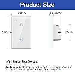 BSEED Smart Light Switch, 2 Gang ZigBee Switch with
