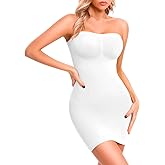 fortix Strapless Shapewear Slips for Under Dresses Strapless Full Body Shaper Tummy Control Dress Slip Seamless