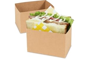 Cyblinia 50 Pcs Sandwich Paper Boxes Take Out Food Containers Kraft Sandwich Packaging Boxes Toast Holding Bread Tray for Restaurant, Picnic and Party