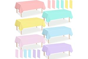 YIDAKO 12Pcs Pastel Tablecloths, Rainbow Mix Color Plastic Tablecloth Disposable Rectangle Table Covers for Baby Shower,Bridal,Wedding, Easter,Birthday and Ice Cream Party Decoration, 54 x 108 Inch