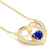 TIMELESSTAR Gold Heart Necklace for Women Gifts with Premium Birthstones|Lab-Grown Emerald|Lab-Grown Moissanite|14K Gold Plated 925 Sterling Silver Non Tarnish