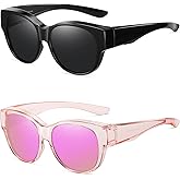 Wzerry Fit Over Sunglasses for Women, Polarized Over-Glasses Round Cat-Eye Shades with UV400 Protection
