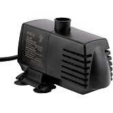EcoPlus Eco 396 Water Pump Fixed Flow Submersible Or Inline For Aquariums, Ponds, Fountains &amp; Hydroponics - UL Listed, 396 GPH, Black